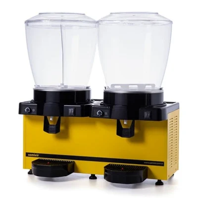 Samixir 22 + 22 L Panoramik Twin Fıskiyeli + Karıştırıcılı Soğuk İçecek Dispenseri Analog Sarı