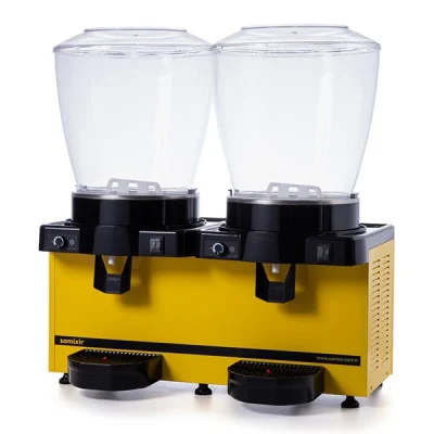 Samixir 22 + 22 L Panoramik Twin Karıştırıcılı Soğuk İçecek Dispenseri Analog Sarı