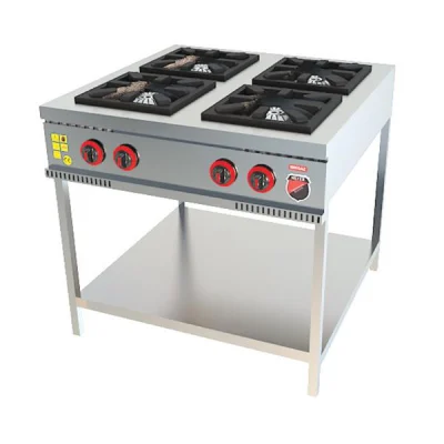SilverInox TB-4G 4 Gözlü LPGli Taban Raflı Midi Ocak