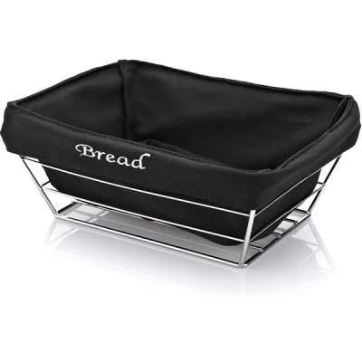 Biradlı Brd-Hw182 Siyah Bezli Dikdörtgen Ekmek Sepeti 22X16X7,5 Cm