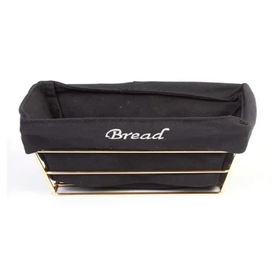 Biradlı Brd-Hw182-Altın Siyah Bezli Dikdörtgen Ekmek Sepeti Altın Telli 22X16X7,5 Cm