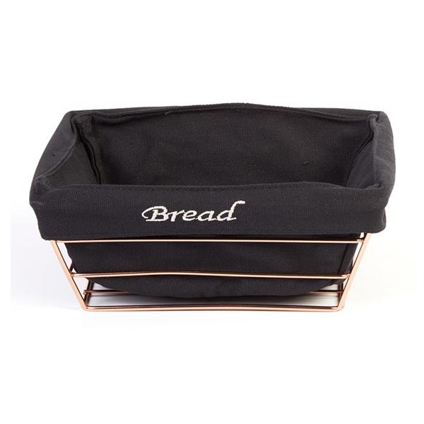 Biradlı Brd-Hw182-Bakır Siyah Bezli Dikdörtgen Ekmek Sepeti Bakır Telli 22X16X7,5 Cm