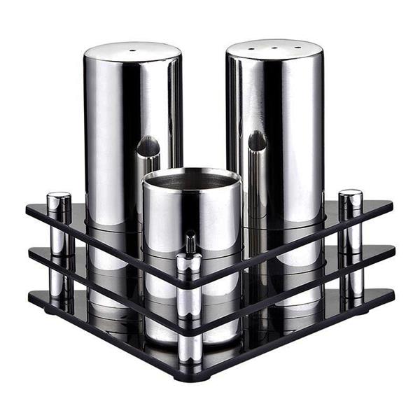 Biradlı Grv-02 3 Lü Yuvarlak Pleksi Standlı Tuzluk Takımı Mat