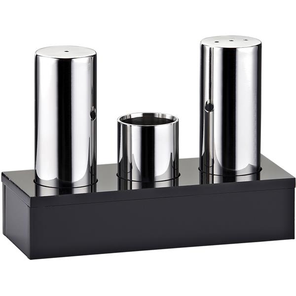Biradlı Grv-06-K 3 Lü Kapalı Pleksi Standlı Tuzluk Takımı Parlak