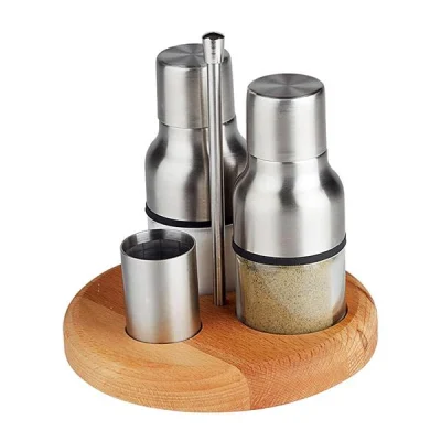 Biradlı Grv-243 3 Lü Tuzluk Takımı Standlı 14 Cm