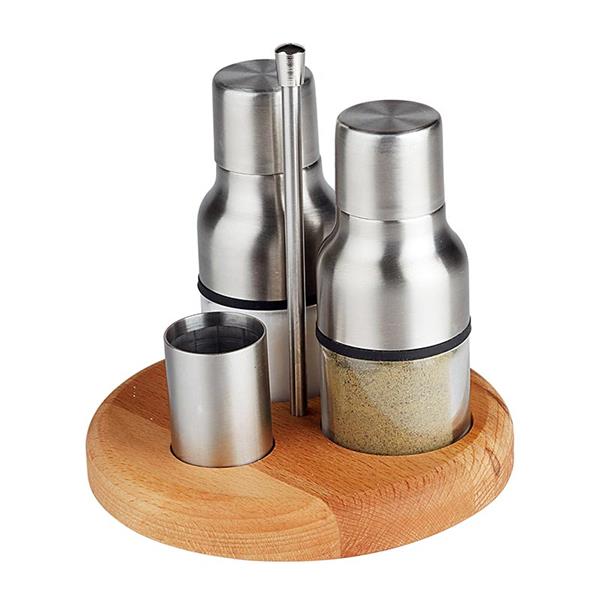 Biradlı Grv-243 3 Lü Tuzluk Takımı Standlı 14 Cm