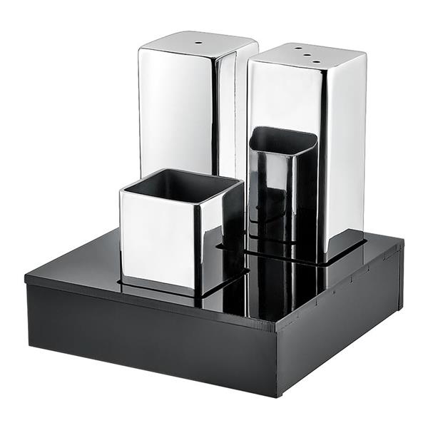 Biradlı Grv-45 Pleksi Standlı Kare 3 Lü Tuzluk Takımı Parlak-Mat