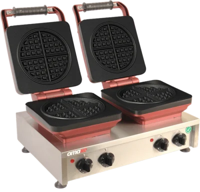 Omake Amerikan Model Zamanlayıcılı Manuel Çiftli Waffle Makinesi