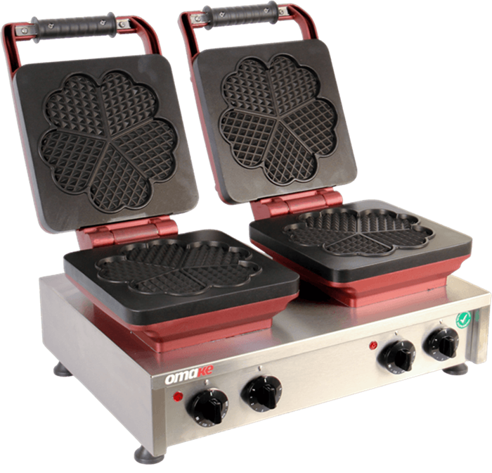 Omake Kalp Ø220 Model Zamanlayıcılı Manuel Çiftli Waffle Makinesi