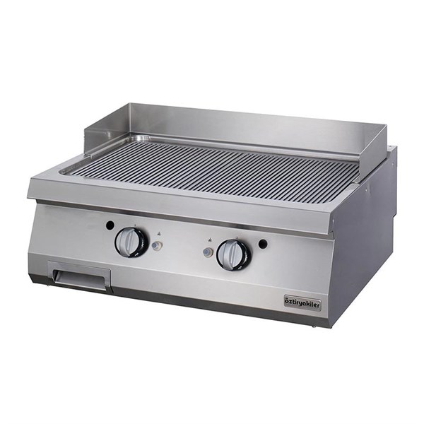 Öztiryakiler 900 Seri Set Üstü Grill Plate Oluklu Gazlı 80*90*30-Sert Krom Kaplı