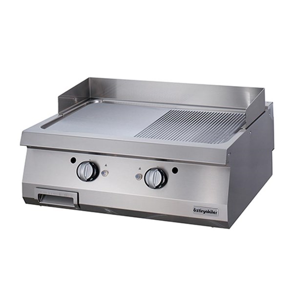 Öztiryakiler 900 Seri Set Üstü Grill Plate Yarı Oluklu Gazlı 80*90*30