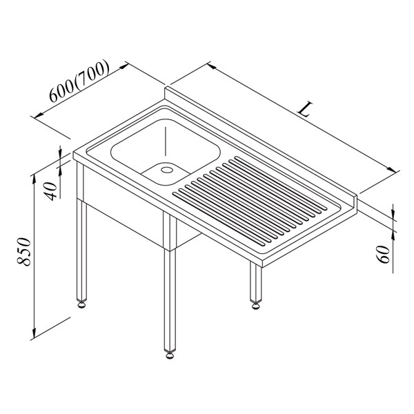 Öztiryakiler Bulasık Makınası Ustu Evyelı Tezgah 1G/1D Sag Demonte 120*60
