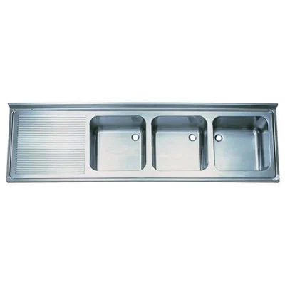 Öztiryakiler Tablalı Evye 210*60 Üç Göz Sol Damlalıklı 50*40*25 Gözlü 1,00 Mm