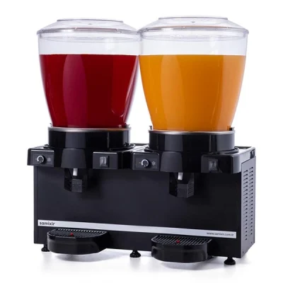 Samixir 22 + 22 L Panoramik Twin Fıskiyeli + Karıştırıcılı Soğuk İçecek Dispenseri Analog Siyah