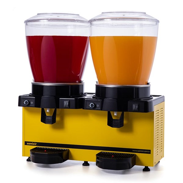 Samixir 22 + 22 L Panoramik Twin Karıştırıcılı Soğuk İçecek Dispenseri Analog Sarı