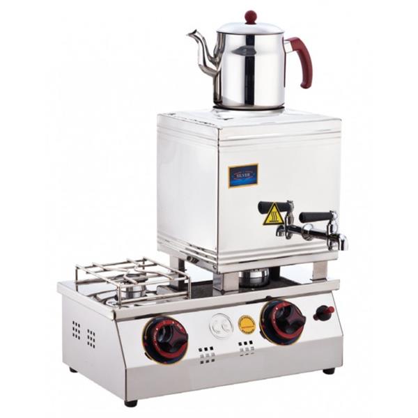 SilverInox 2064-1D 15 Model 1 Demlikli Çift Taban Kaynaklı Doğalgazlı Çay Ocağı