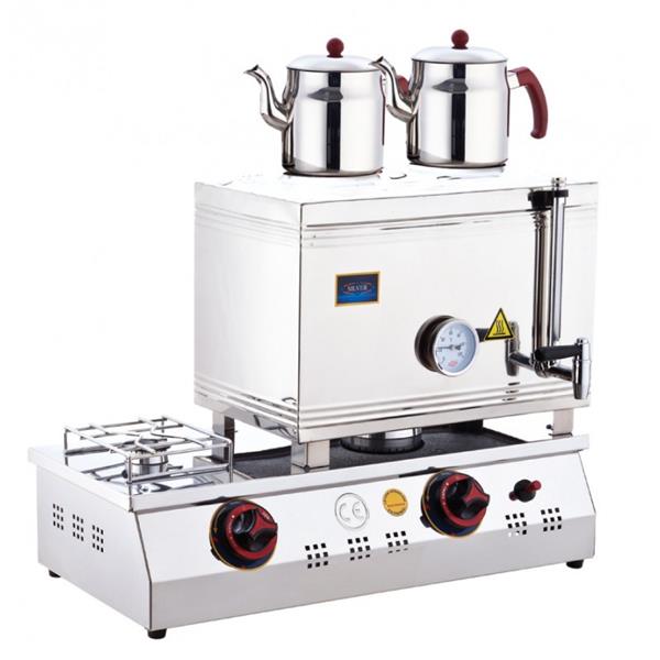 SilverInox 2065-D 40 Model 2 Demlikli Çift Taban Kaynaklı Doğalgazlı Çay Ocağı