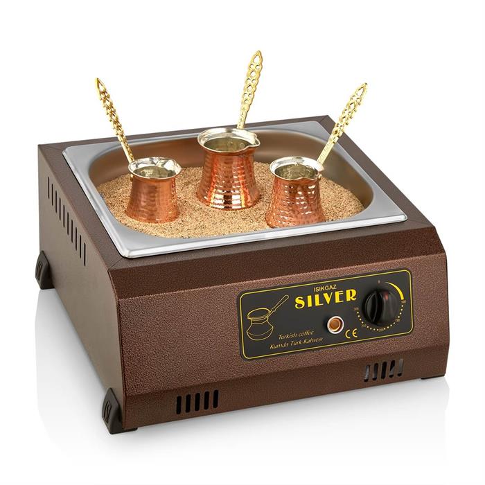 SilverInox 2179 3 Cezveli Kumda Kahve Makinesi Bakır