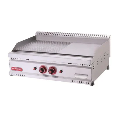 SilverInox PG-60-Y Gazlı Pleyt Izgara Yarı Oluklu 60x60 cm