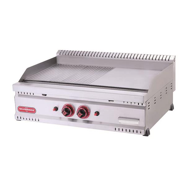 SilverInox PG-60-Y Gazlı Pleyt Izgara Yarı Oluklu 60x60 cm