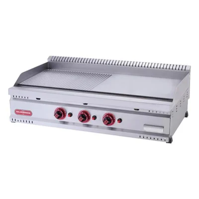SilverInox PG-80-Y Gazlı Pleyt Izgara Yarı Oluklu 80x60 cm