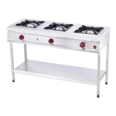 SilverInox TB-3D 3 Gözlü Doğal Gazlı Taban Raflı Midi Ocak