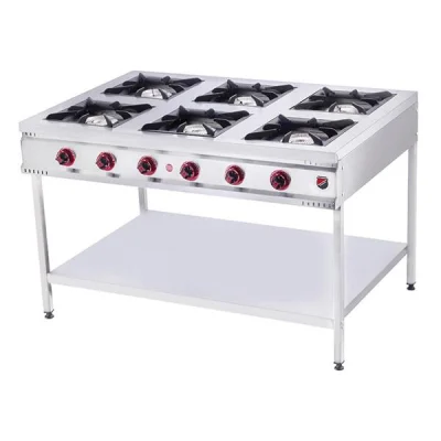 SilverInox TB-6D 6 Gözlü Doğal Gazlı Taban Raflı Midi Ocak