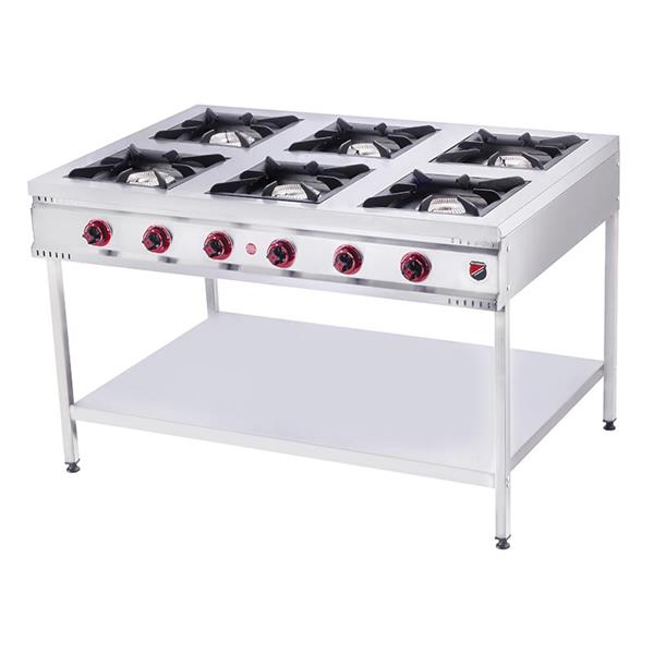 SilverInox TB-6D 6 Gözlü Doğal Gazlı Taban Raflı Midi Ocak