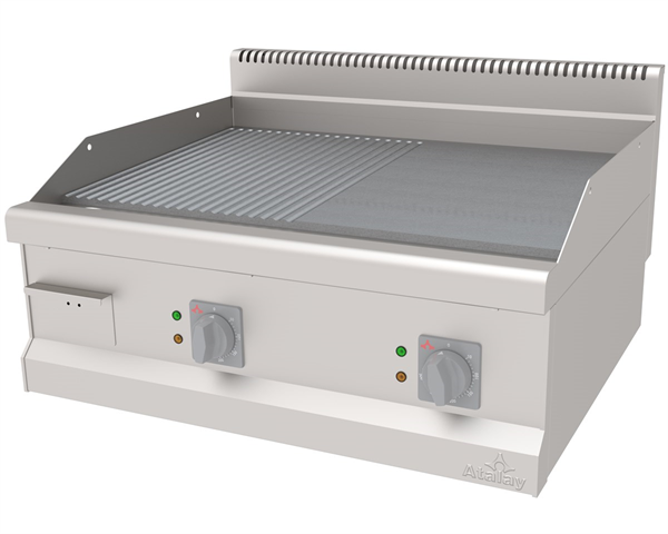 Atalay AEI-870-ND CR Elektrikli Pleyt Izgara Yarı Oluklu Yarı Düz Yüzey 80x70x30