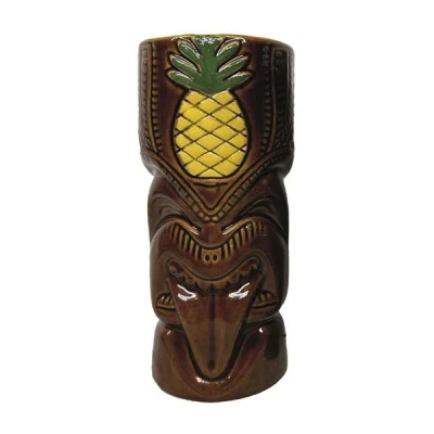 Biradlı Grv-20231 Seramik Tiki Mug 8x18 Cm 550 Cc Kahverengi